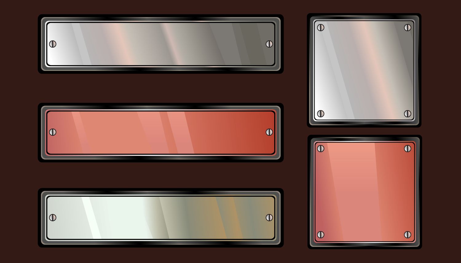 Blank metal nameplates and signage plates